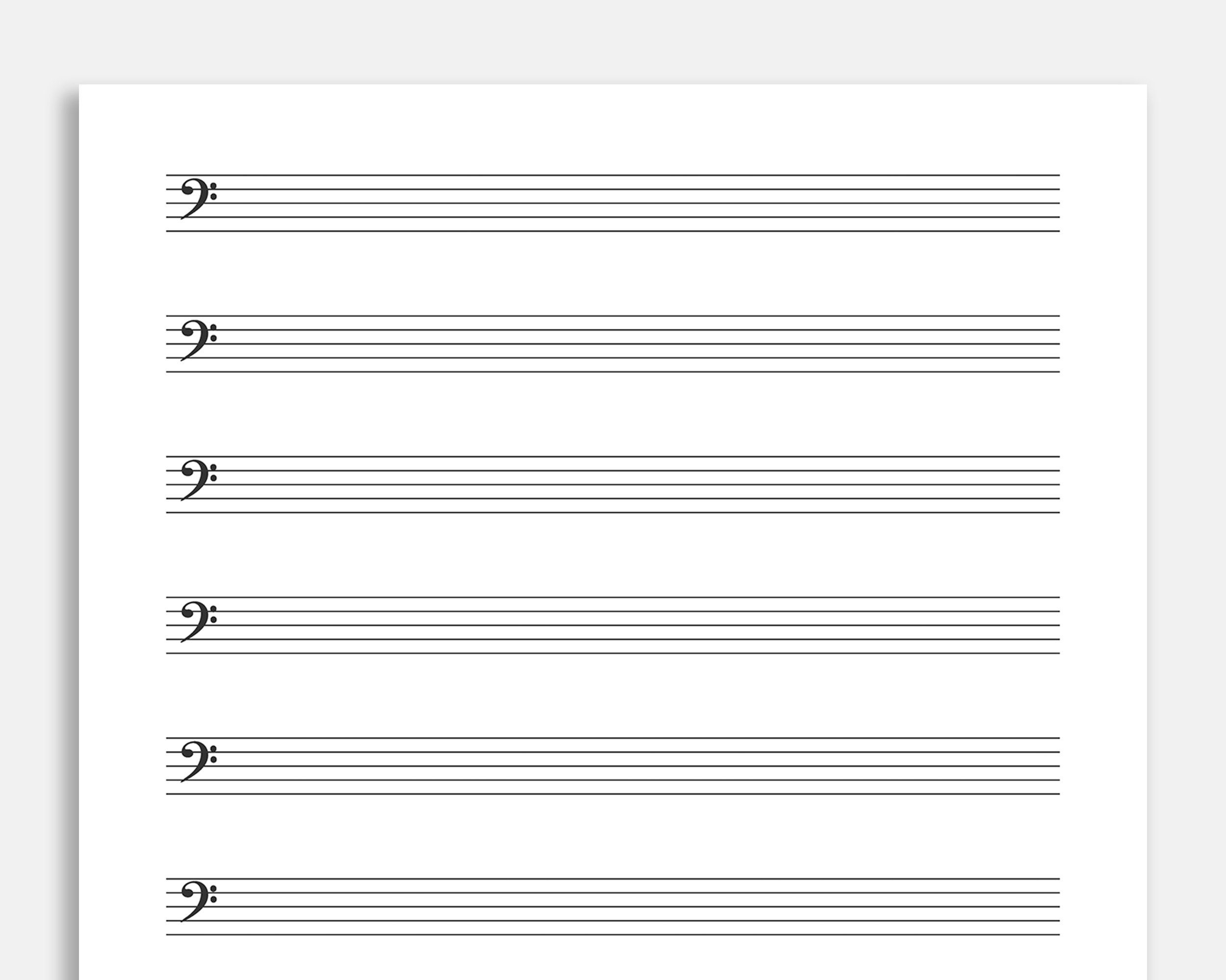 Printable Bass Clef Sheet Music For Letter a4 Blank Music Etsy In