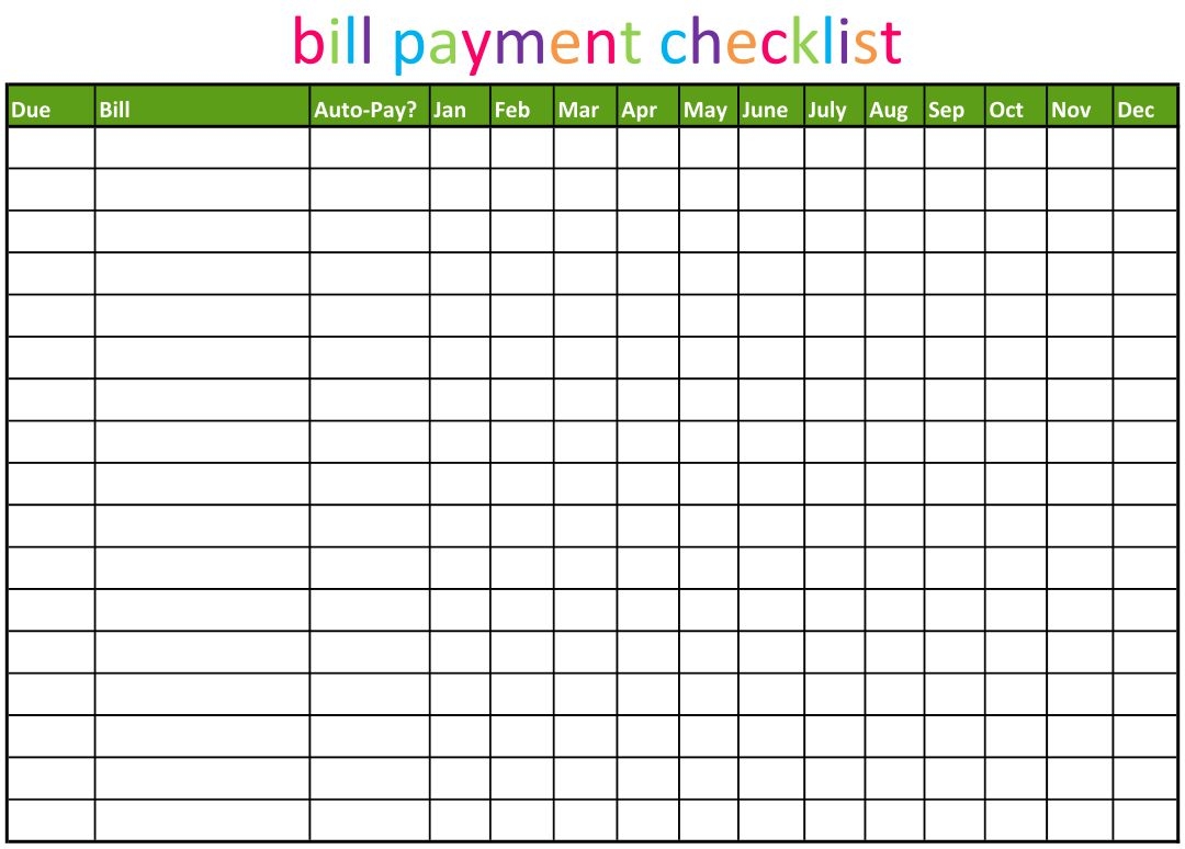 Printable Bill Sheet