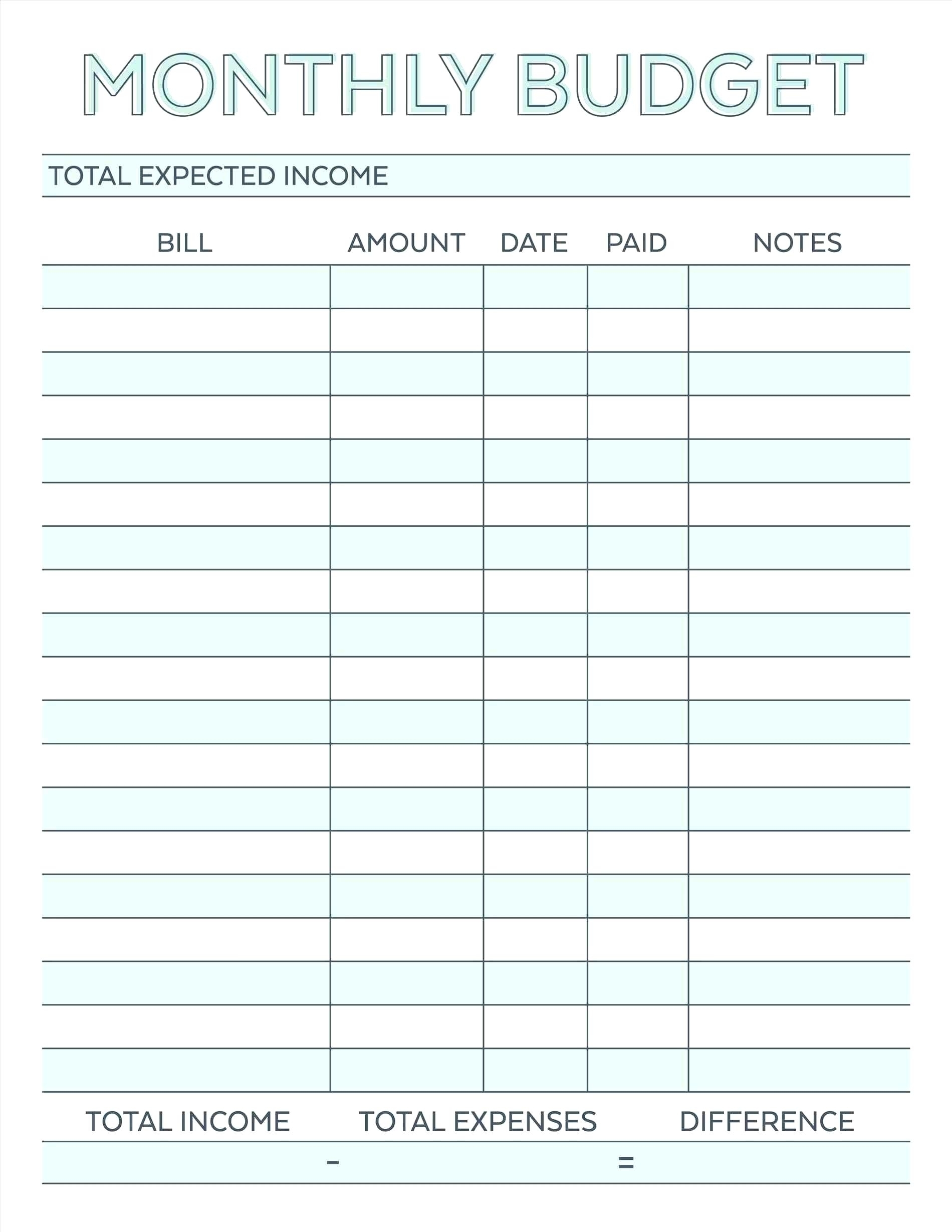Printable Bill Sheet