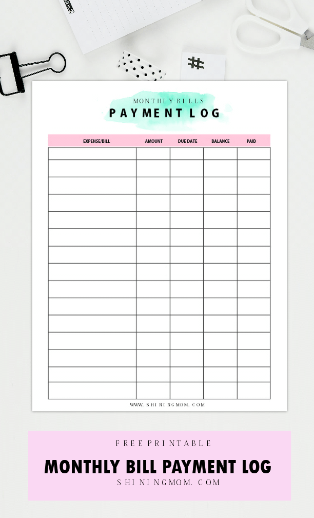 Printable Bill Sheet