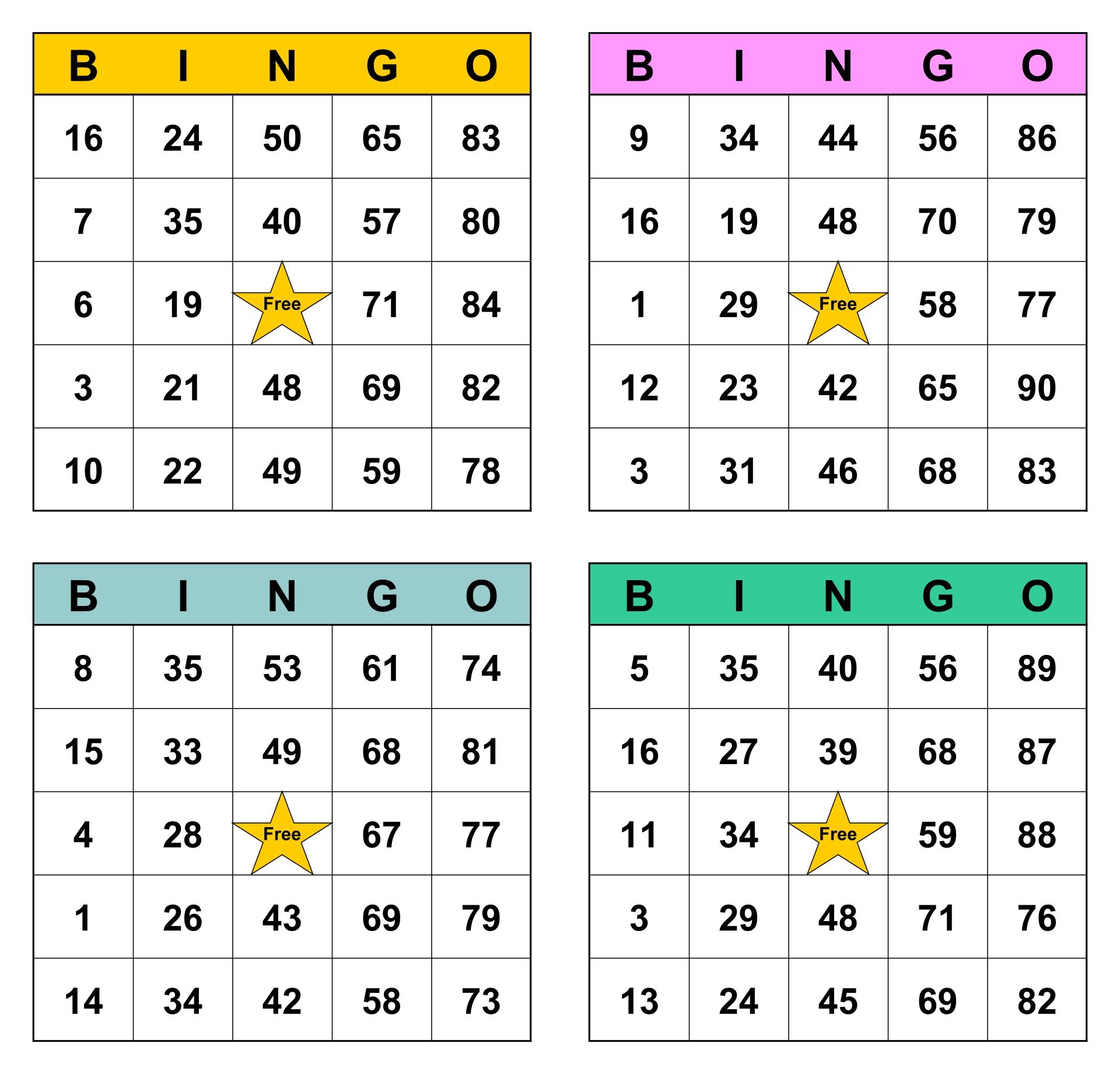 Printable Bingo Sheets