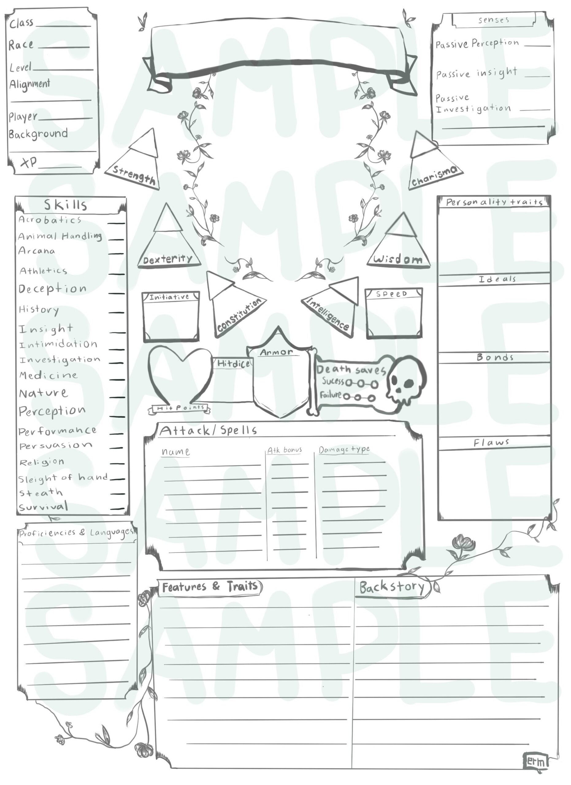 Printable Blank Dnd Character Sheet
