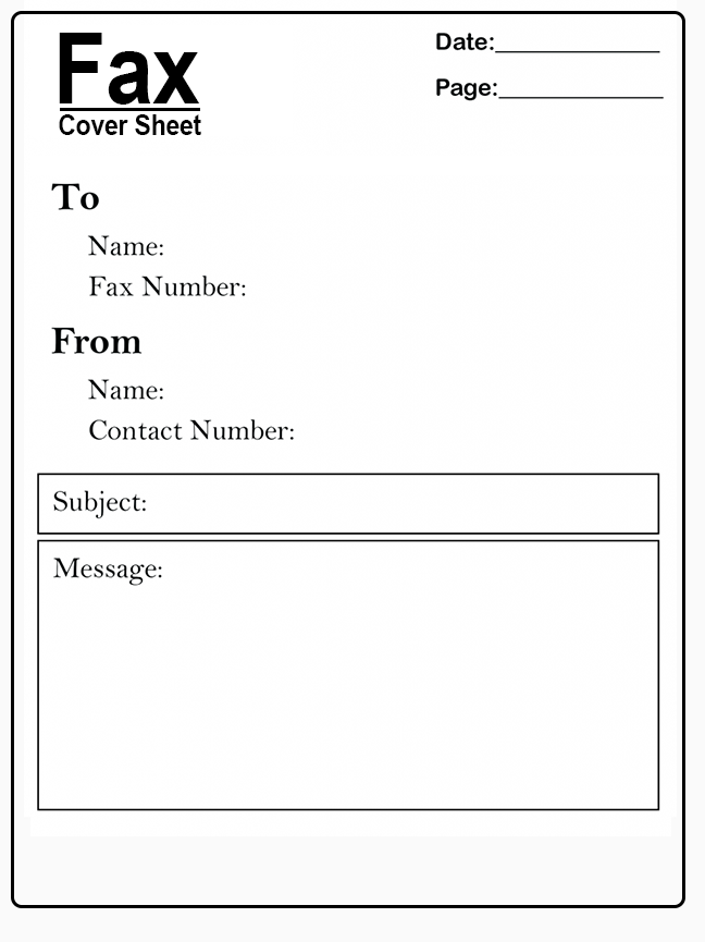 Printable Blank Fax Cover Sheet