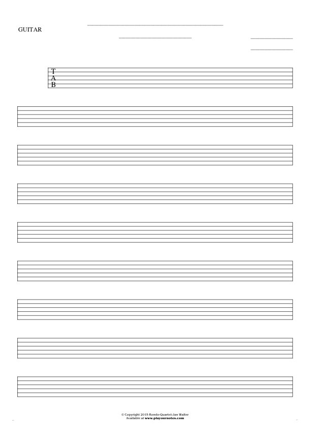 Printable Blank Guitar Tab Sheets Thebigklo