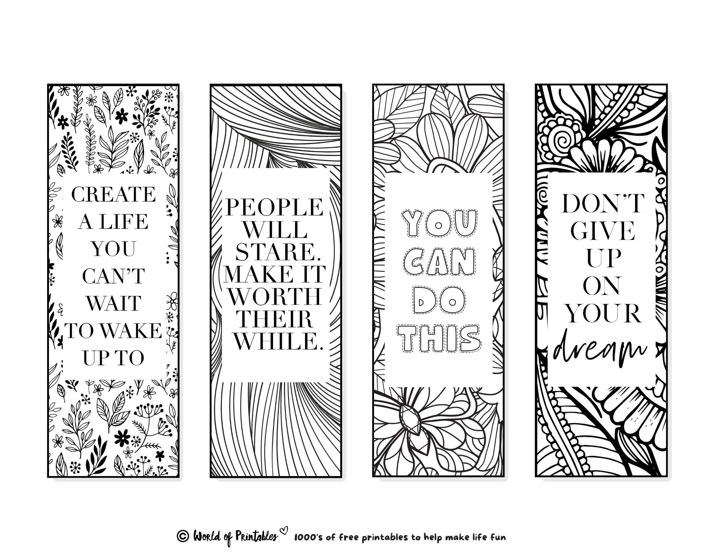 Printable Bookmarks To Color 120 For Adults Kids World Of Printables