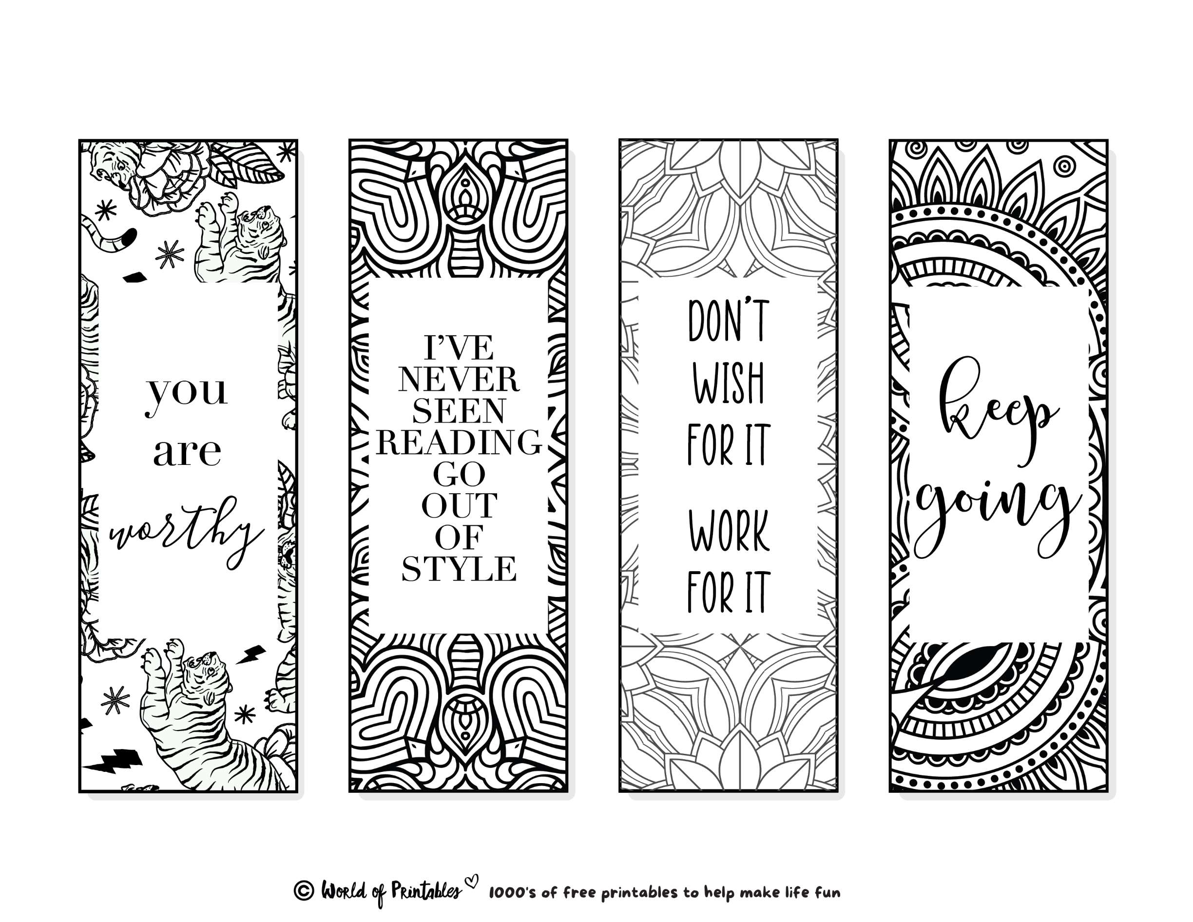 Printable Bookmarks To Color 120 For Adults Kids World Of Printables