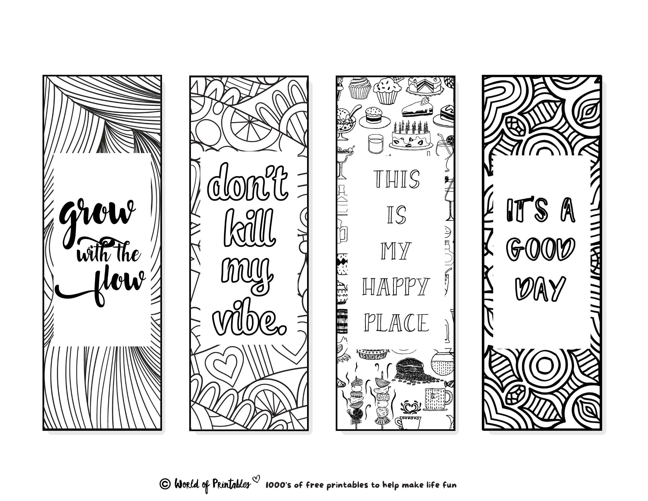 Printable Bookmarks To Color 120 For Adults Kids World Of Printables 
