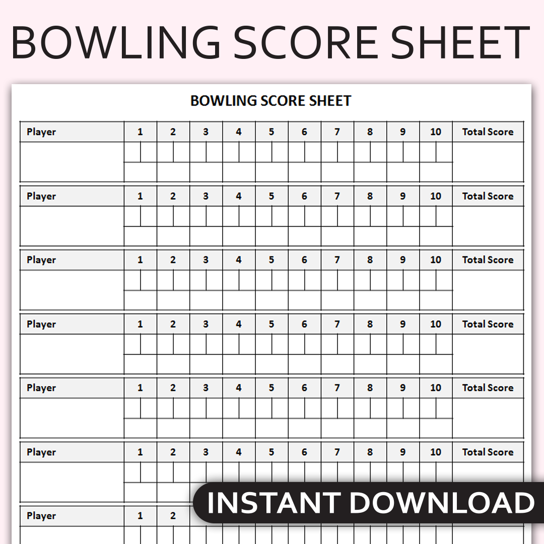 Printable Bowling Score Sheet Bowling Scorecard Bowling 60 OFF