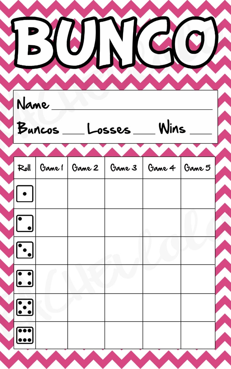 Printable Bunco Score Sheets