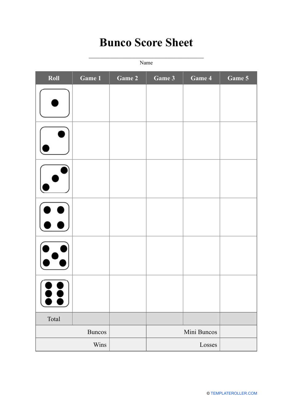 Printable Bunco Score Sheets Infoupdate