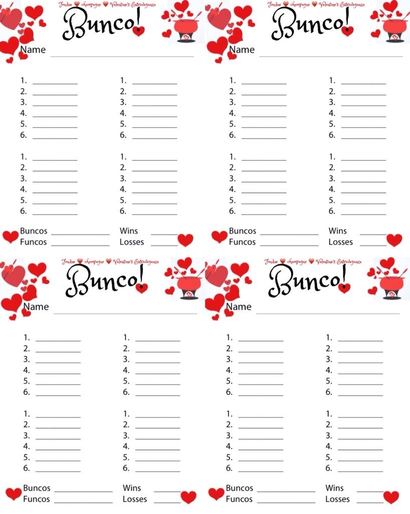 Printable Bunco Sheets