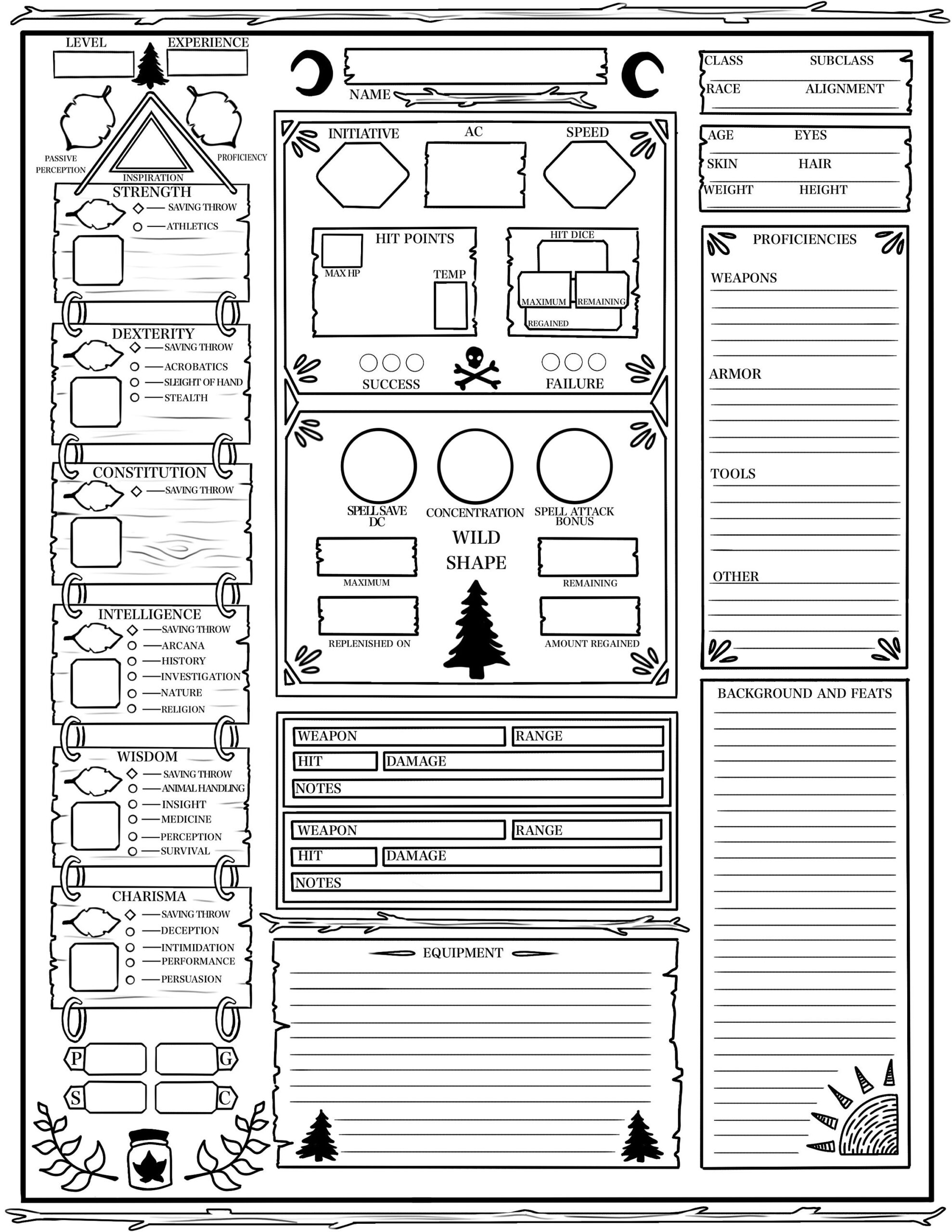 Printable Character Sheet