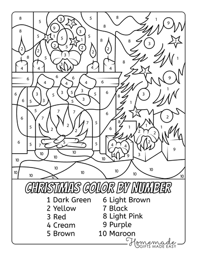 Printable Color By Number For Adults Holiday