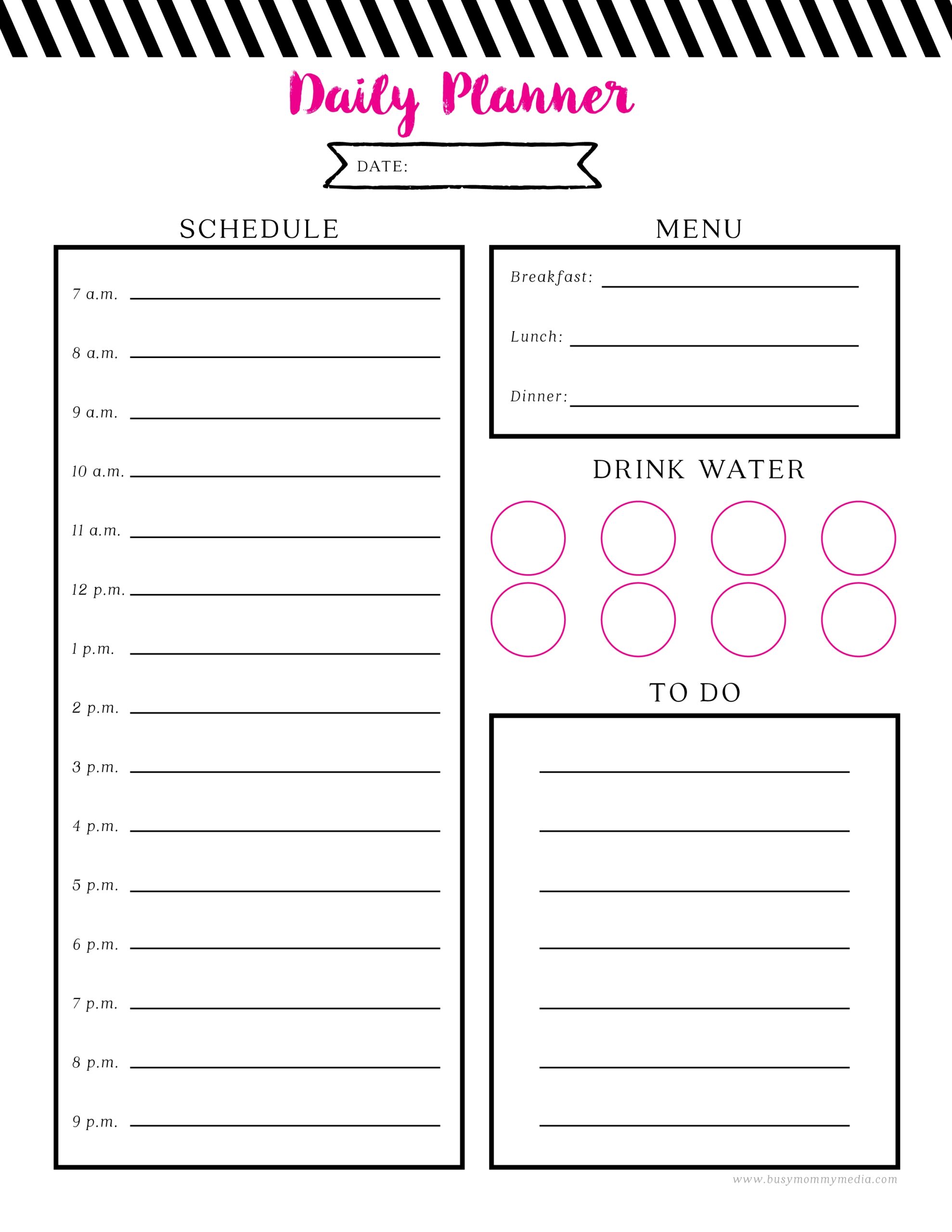 Printable Daily Planner Sheets