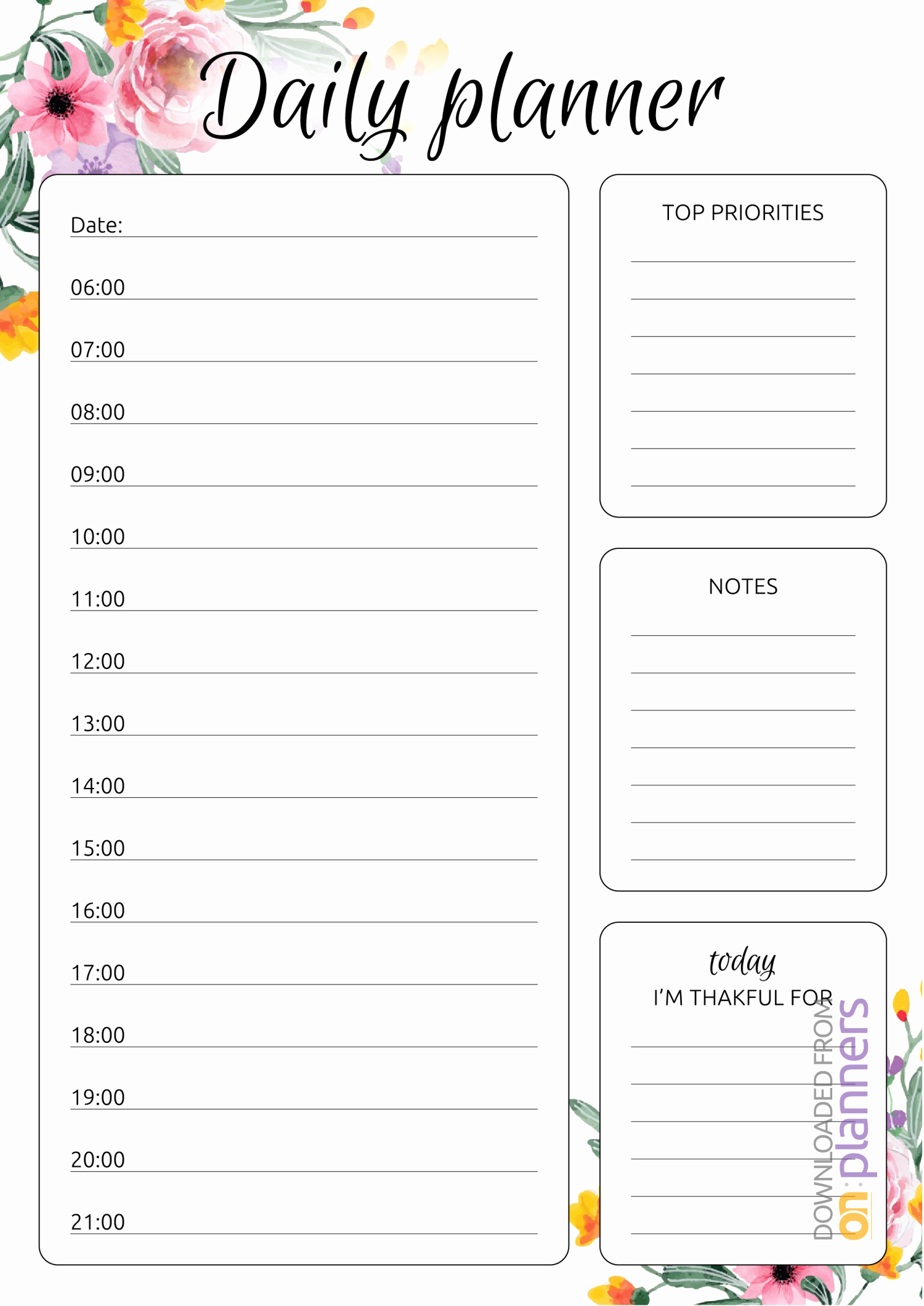 Printable Daily Planner Sheets