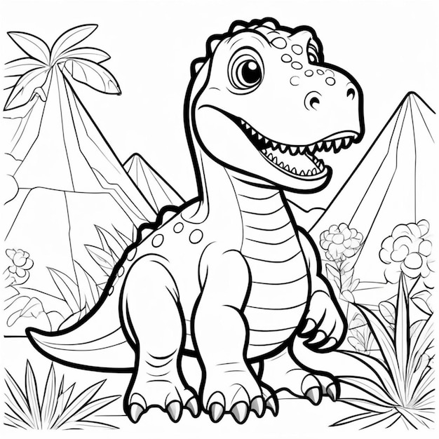 Printable Dinosaur Coloring Page For Kids Premium AI generated Image 