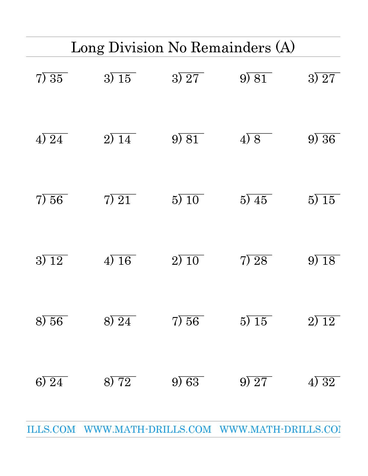 Printable Division Sheets