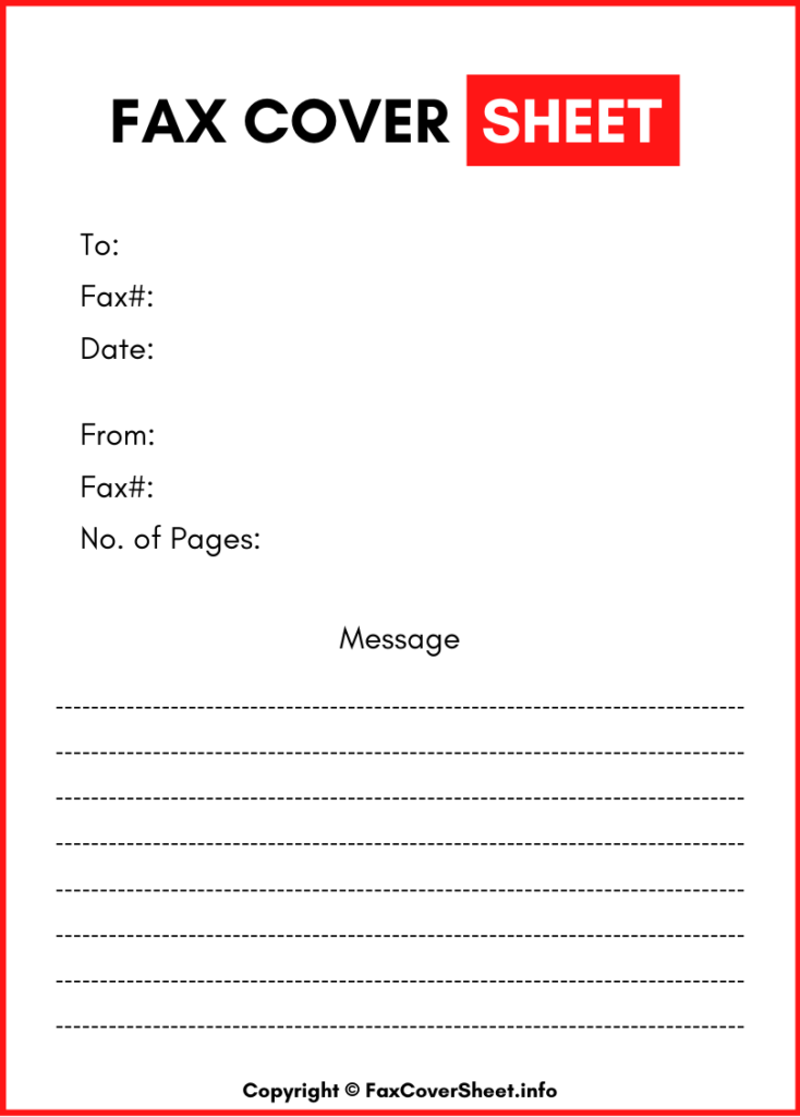 Printable Downloadable Fax Cover Sheet