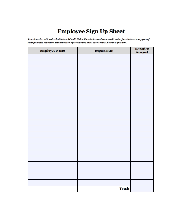 Printable Employee Sign In Sheet Template Printable Templates