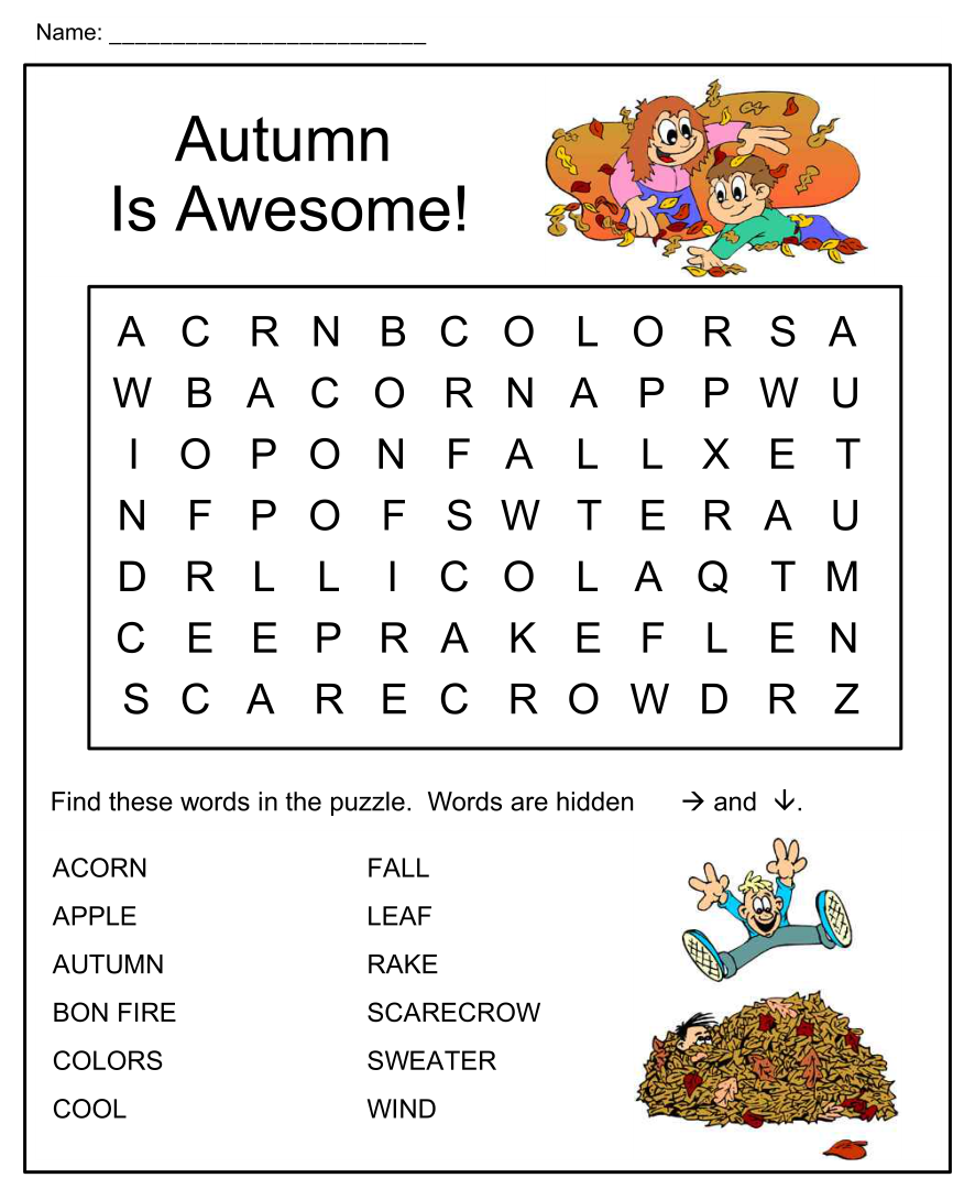 Printable Fall Activity Sheets