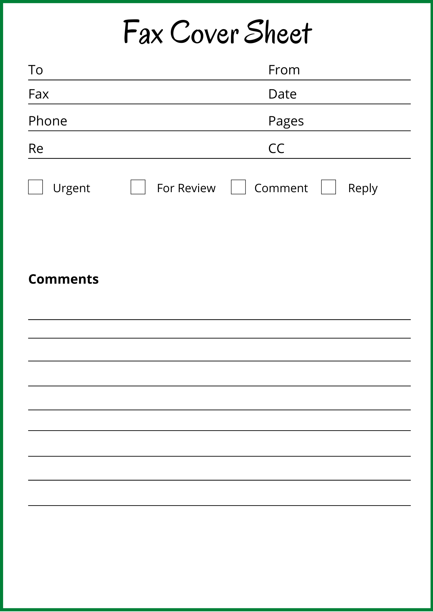 Printable Fax Cover Sheet Fax Cover Sheet Template