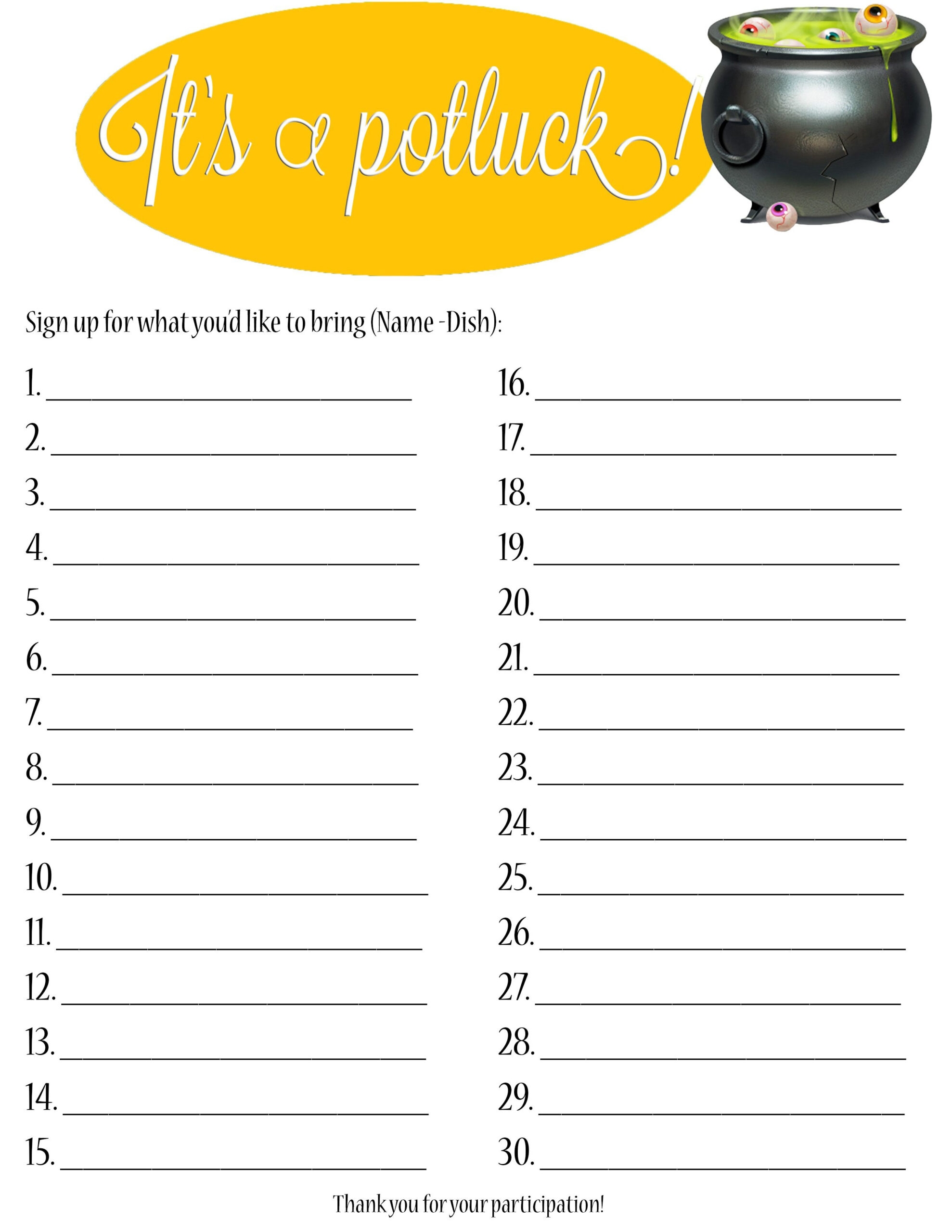 Printable Halloween Sign Up Sheet Template FREE Printable Online