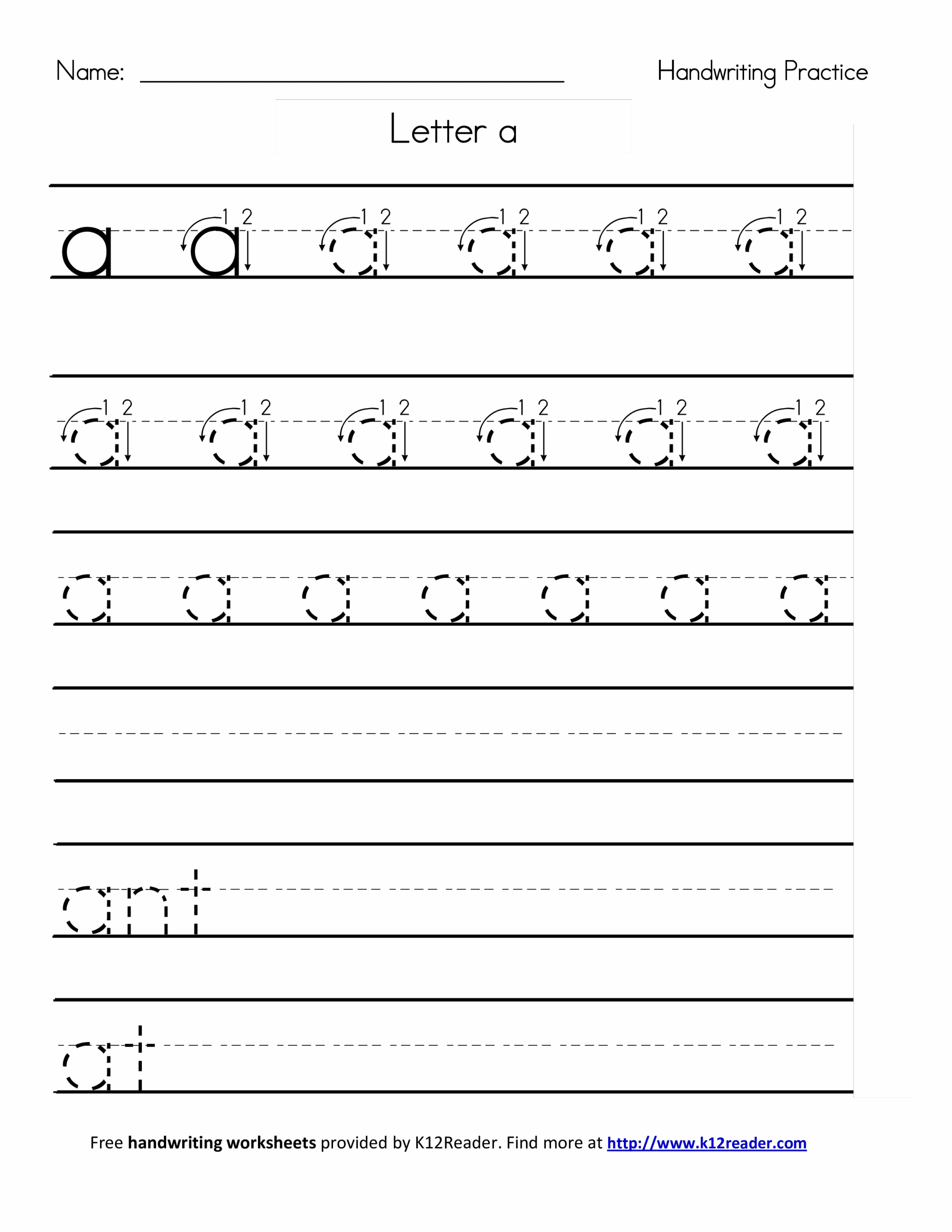 Printable Handwriting Sheets