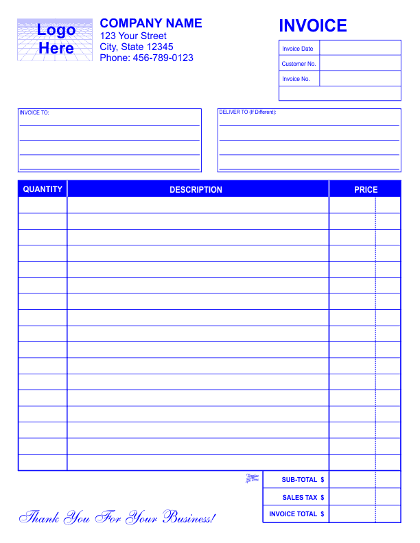 Printable Invoice Sheets Printable Free Templates