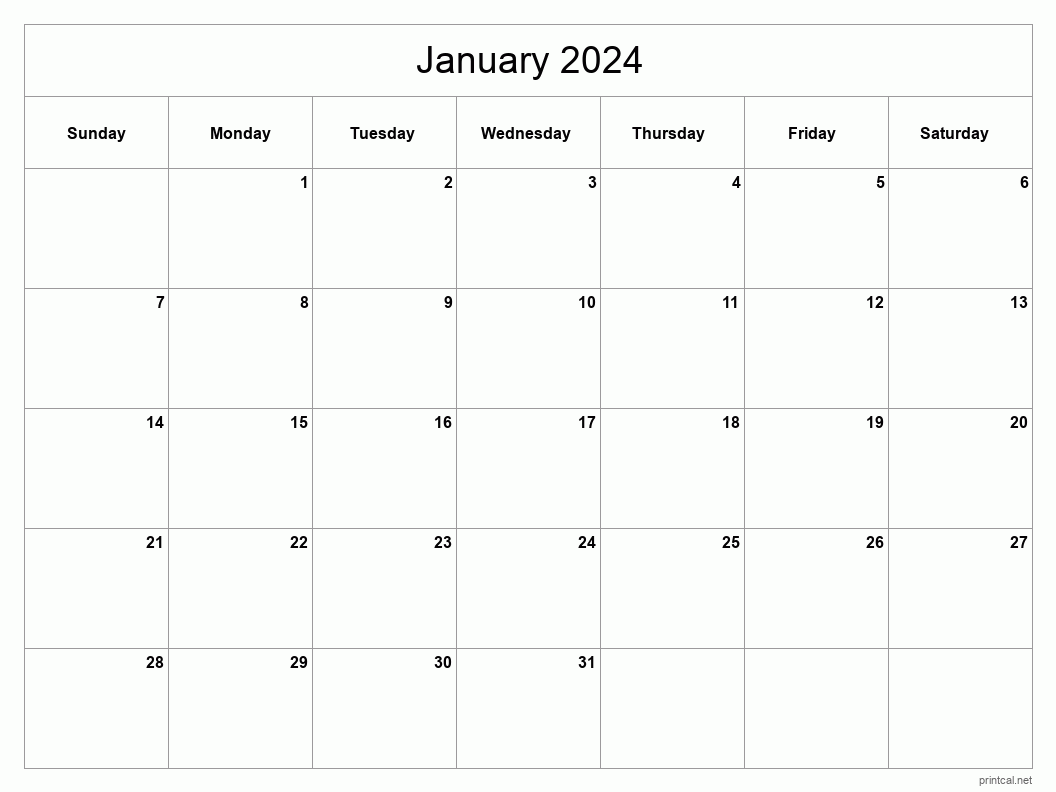 Printable January 2024 Calendar Sheet Janean Gilbertine