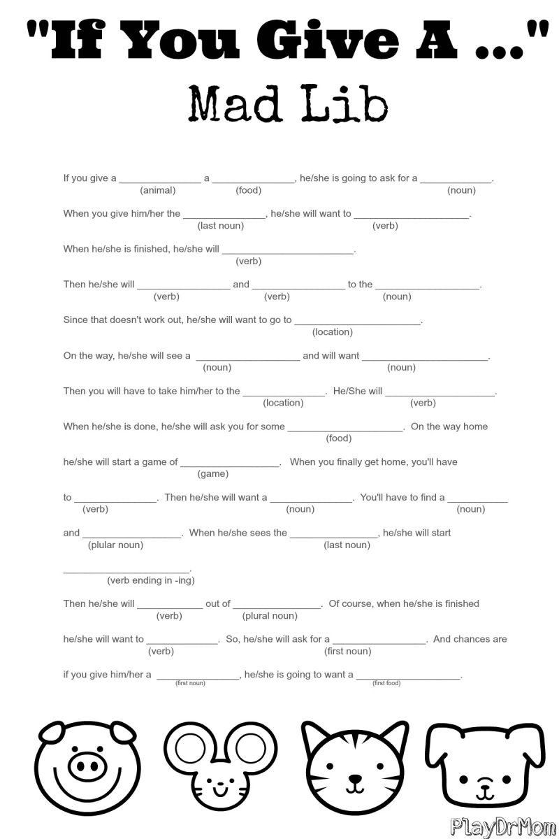 Printable Mad Lib Worksheets For Adults Printable Madlibs