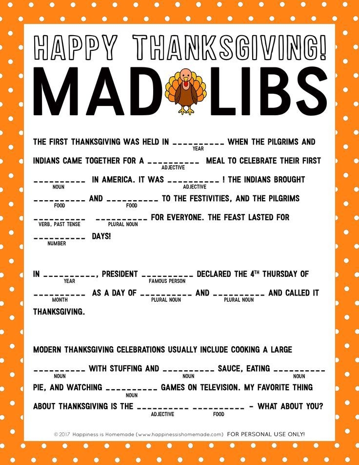 Printable Mad Libs PDF