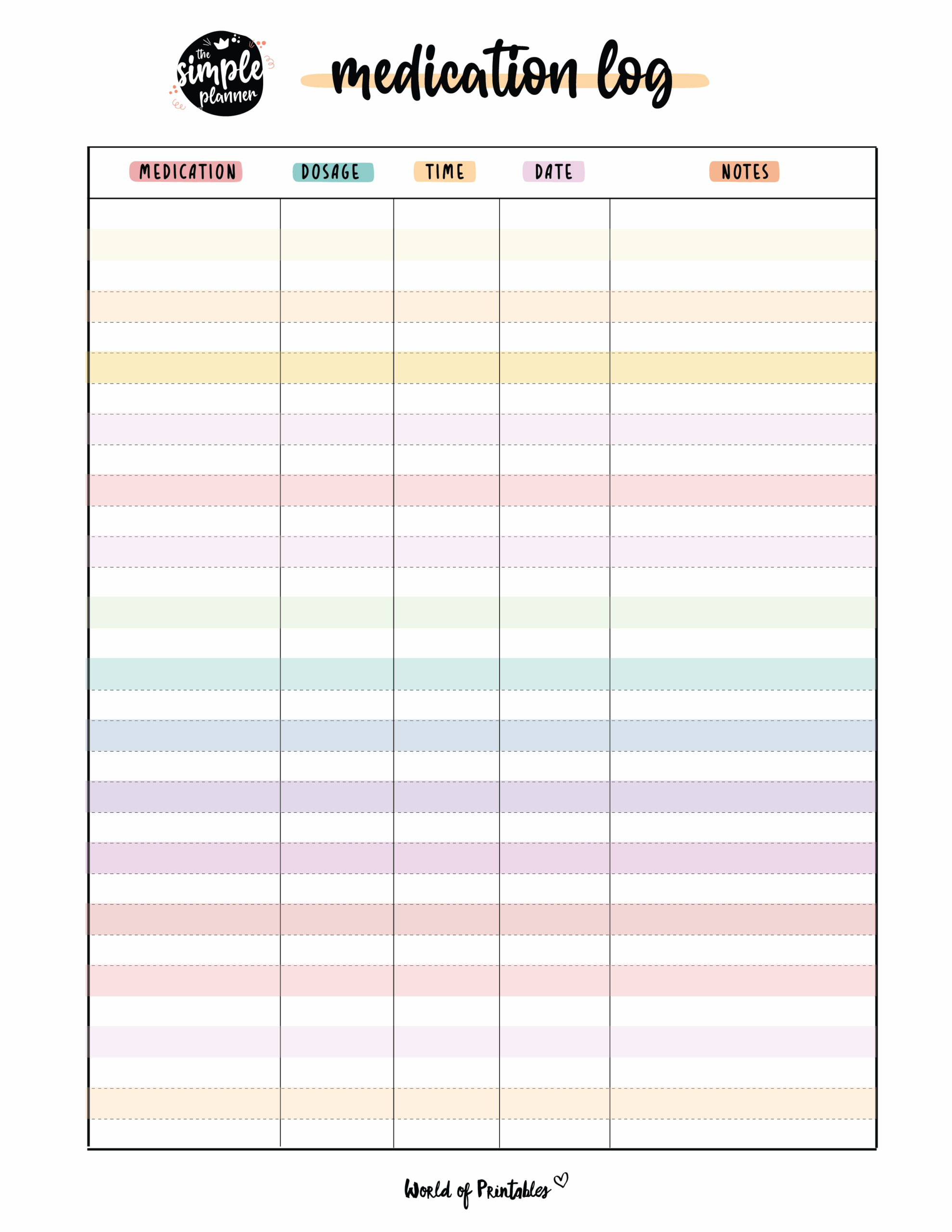 Printable Medication Log Sheet Pdf Printable Form Templates And Letter