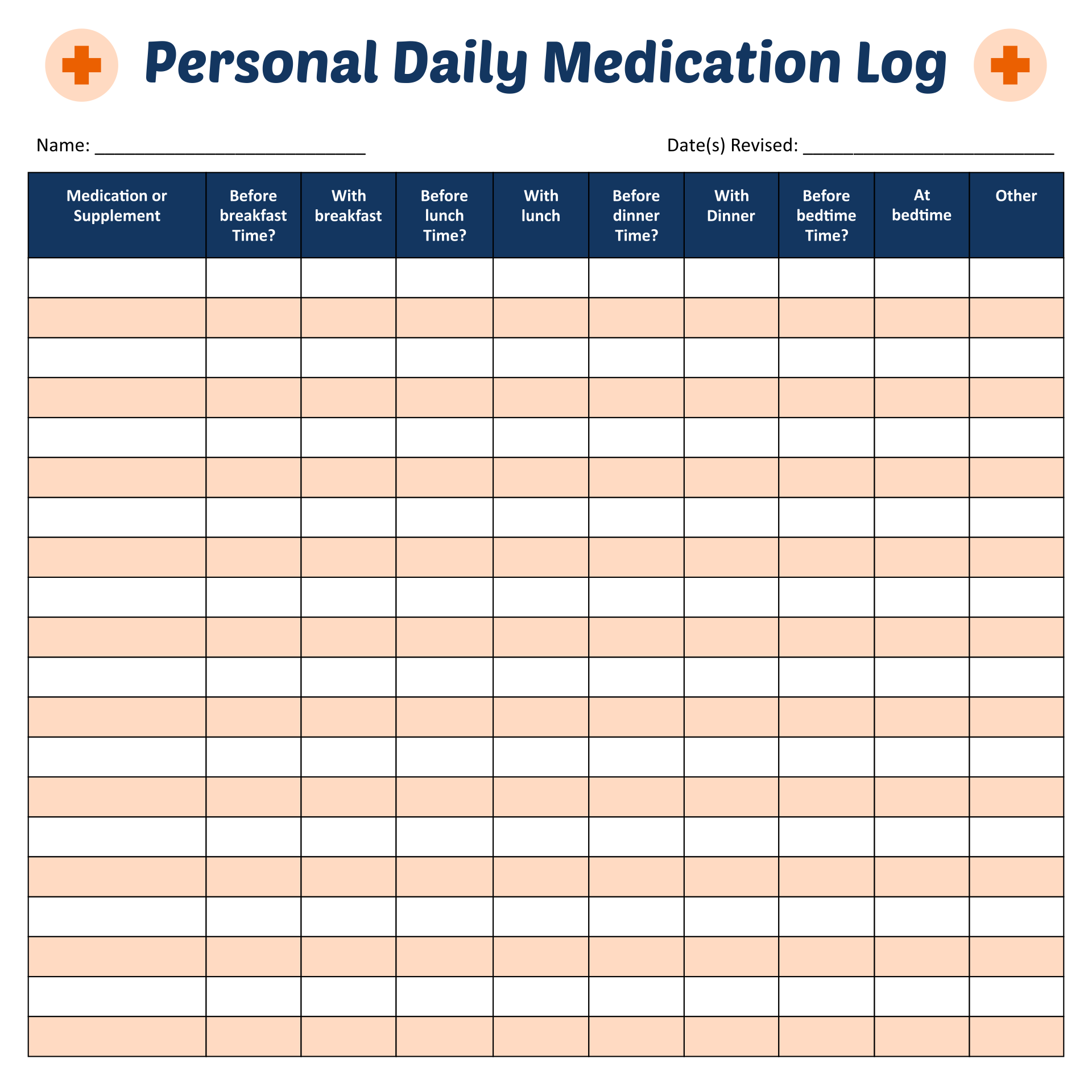 Printable Medication Log Sheet Template Printable Templates