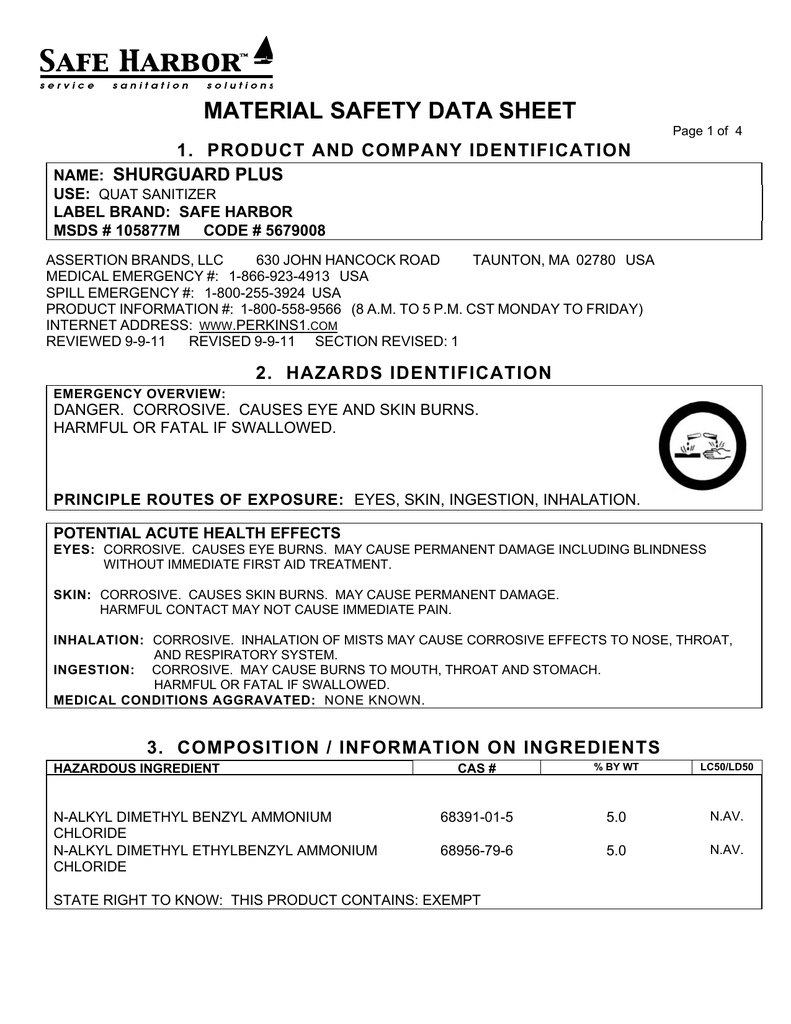 Printable Msds Sheets