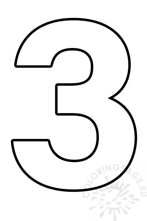 Printable Number Three Outline Coloring Page