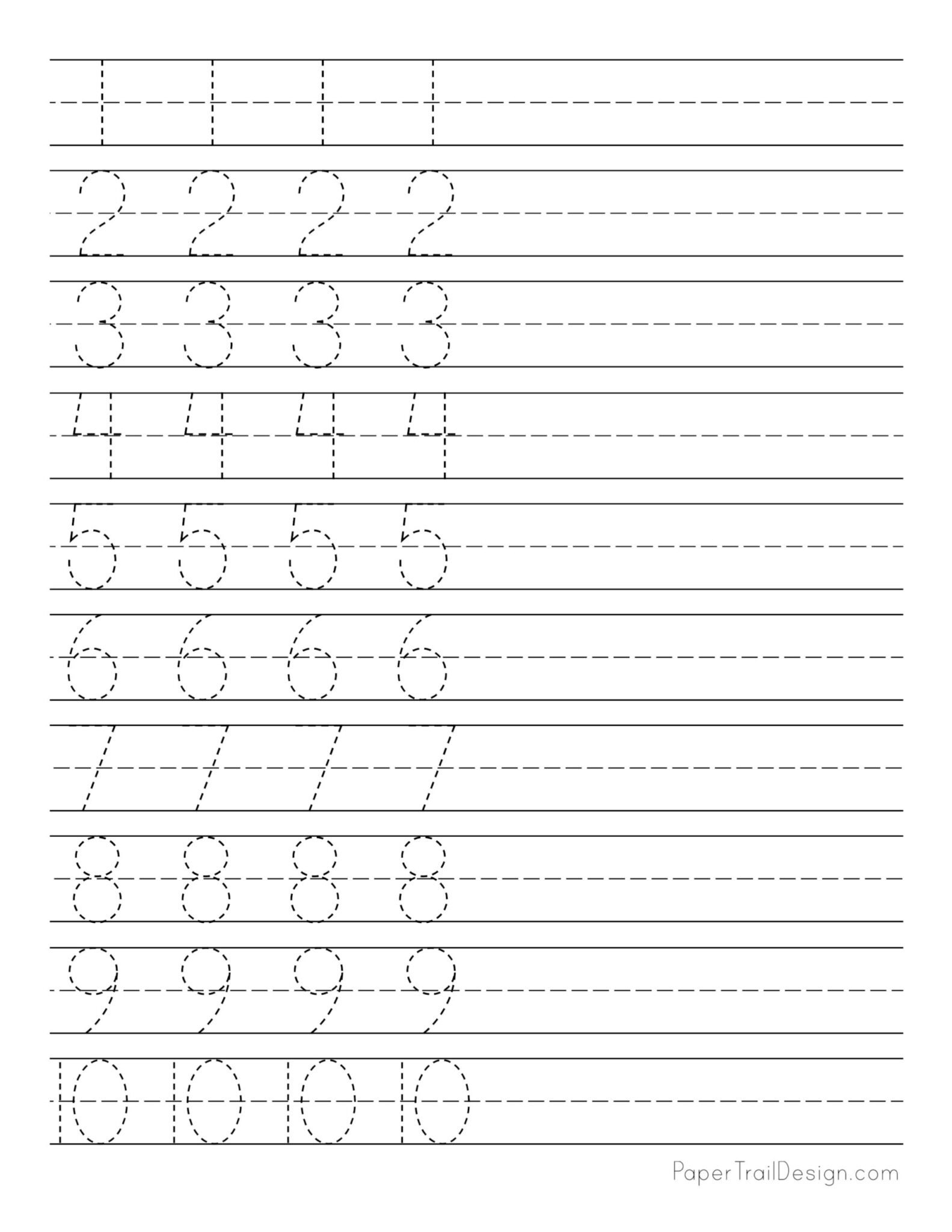 Printable Number Tracing Sheets