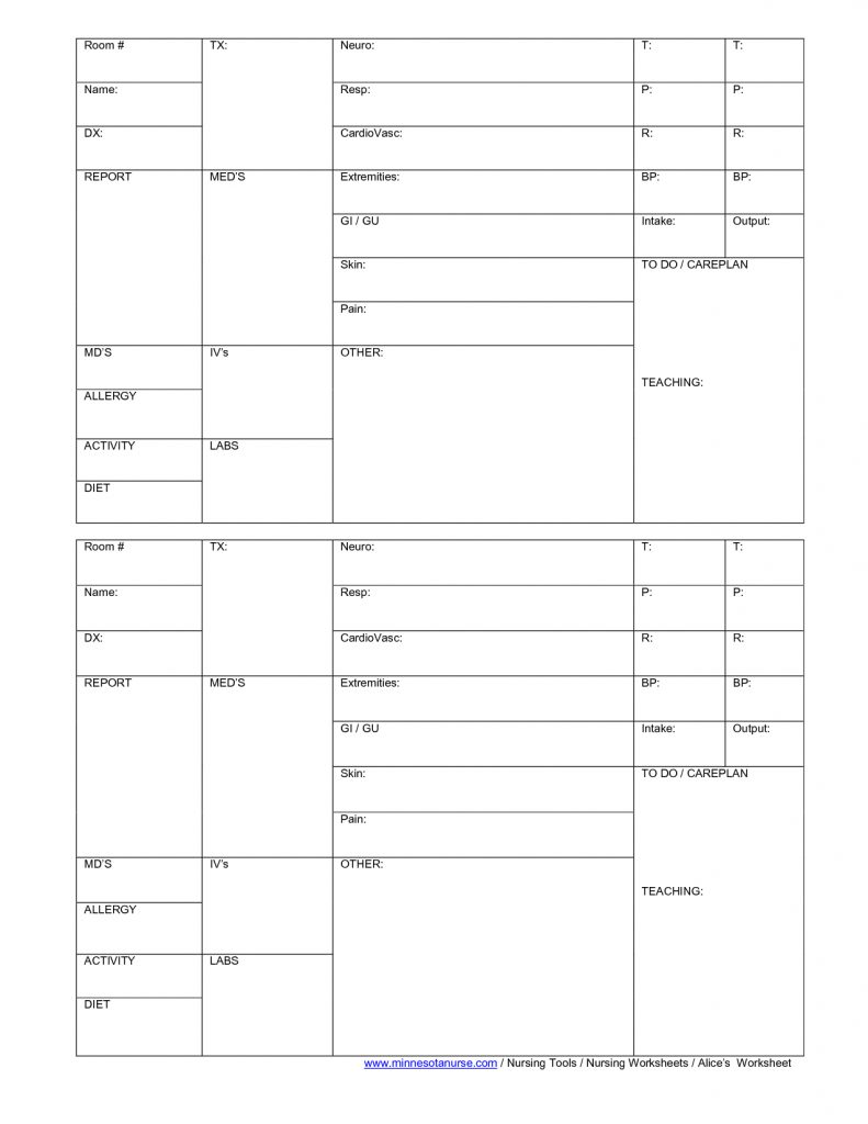 Printable Nurse Report Sheets Printable Calendars AT A GLANCE