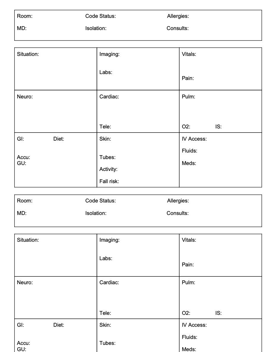 Printable Nursing Report Sheets Nurses Icu Nurse Repo Vrogue co