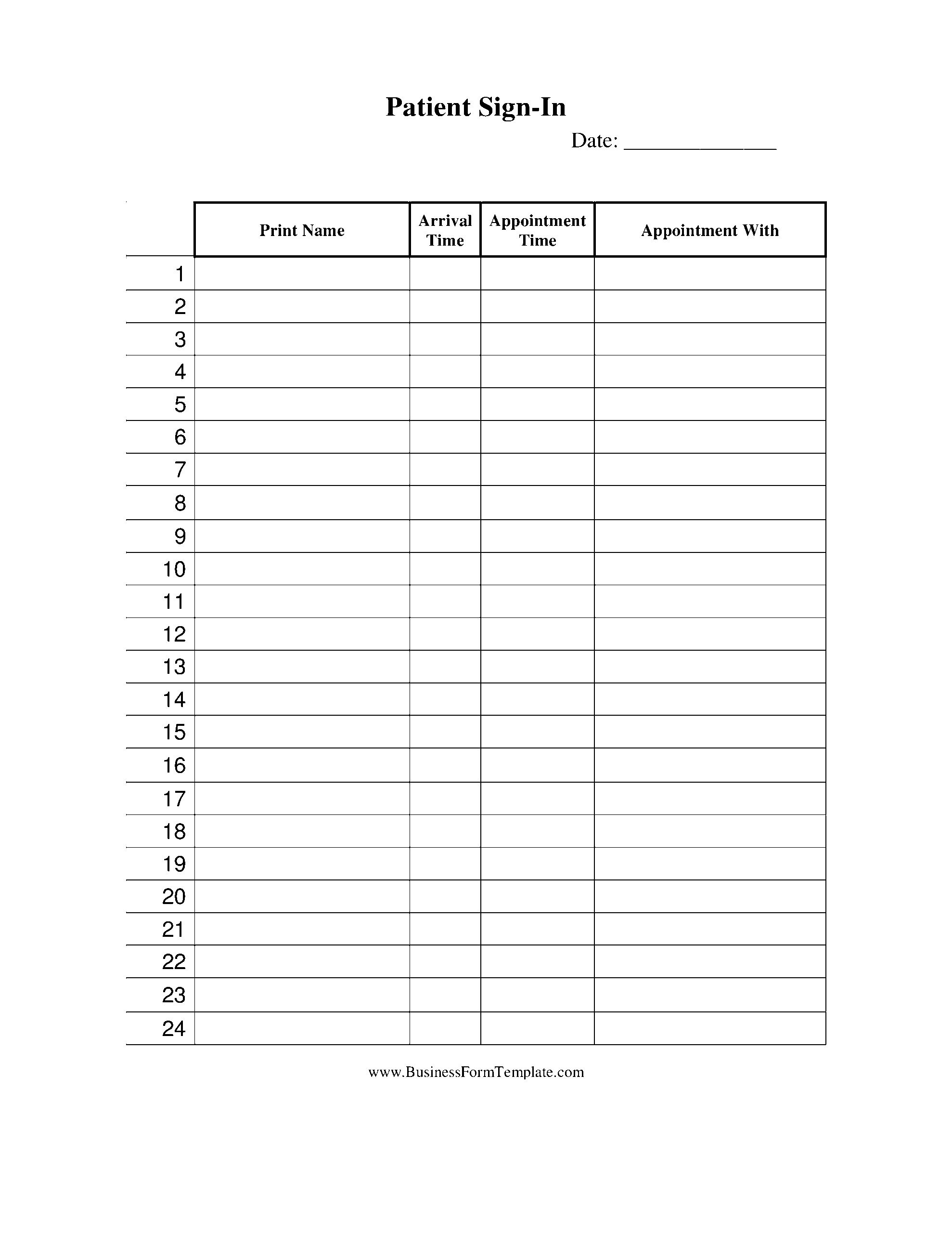 Printable Patient Sign In Sheet Template Printable Templates