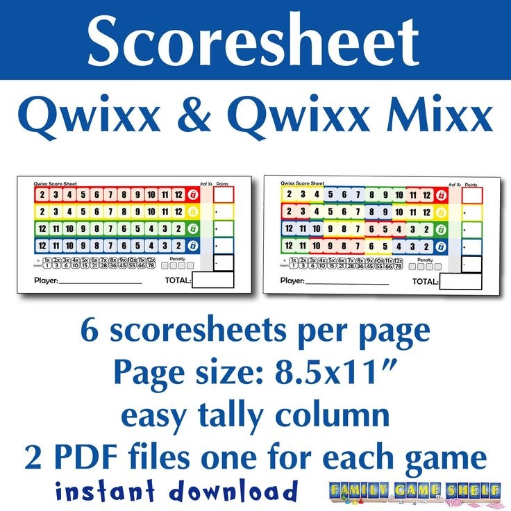 Printable Qwixx And Qwixx Mixx Dice Game Scoresheet Bundle Qwixx Score Printable Qwixx And Qwixx Mixx Dice Game Scoresheet Bundle Qwixx Score
