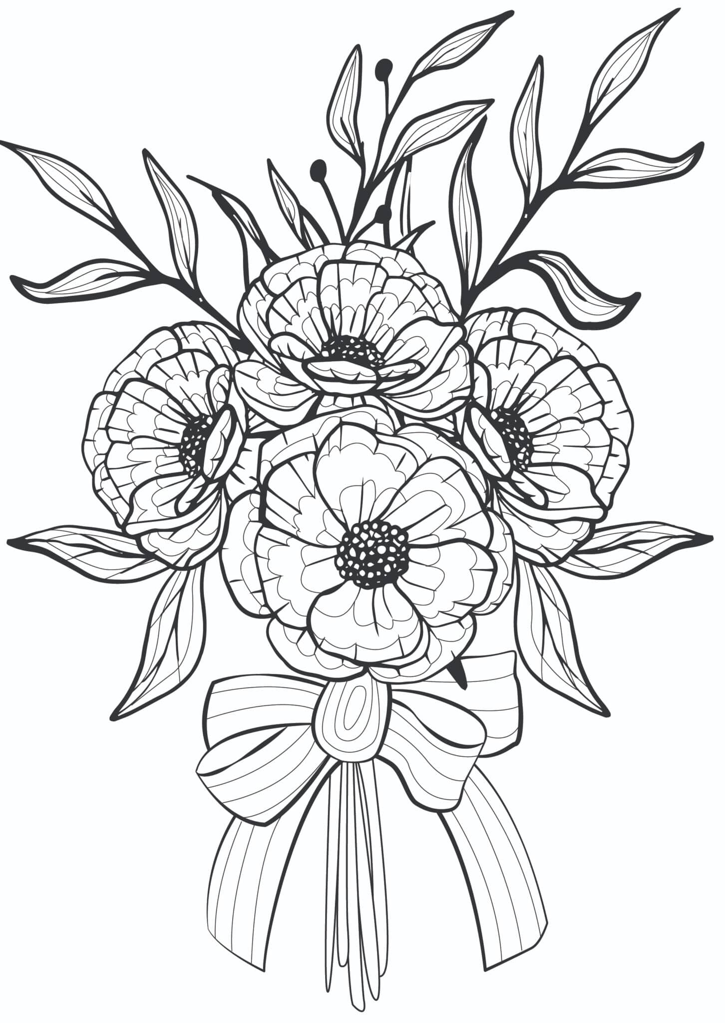 Printable Realistic Flower Coloring Pages