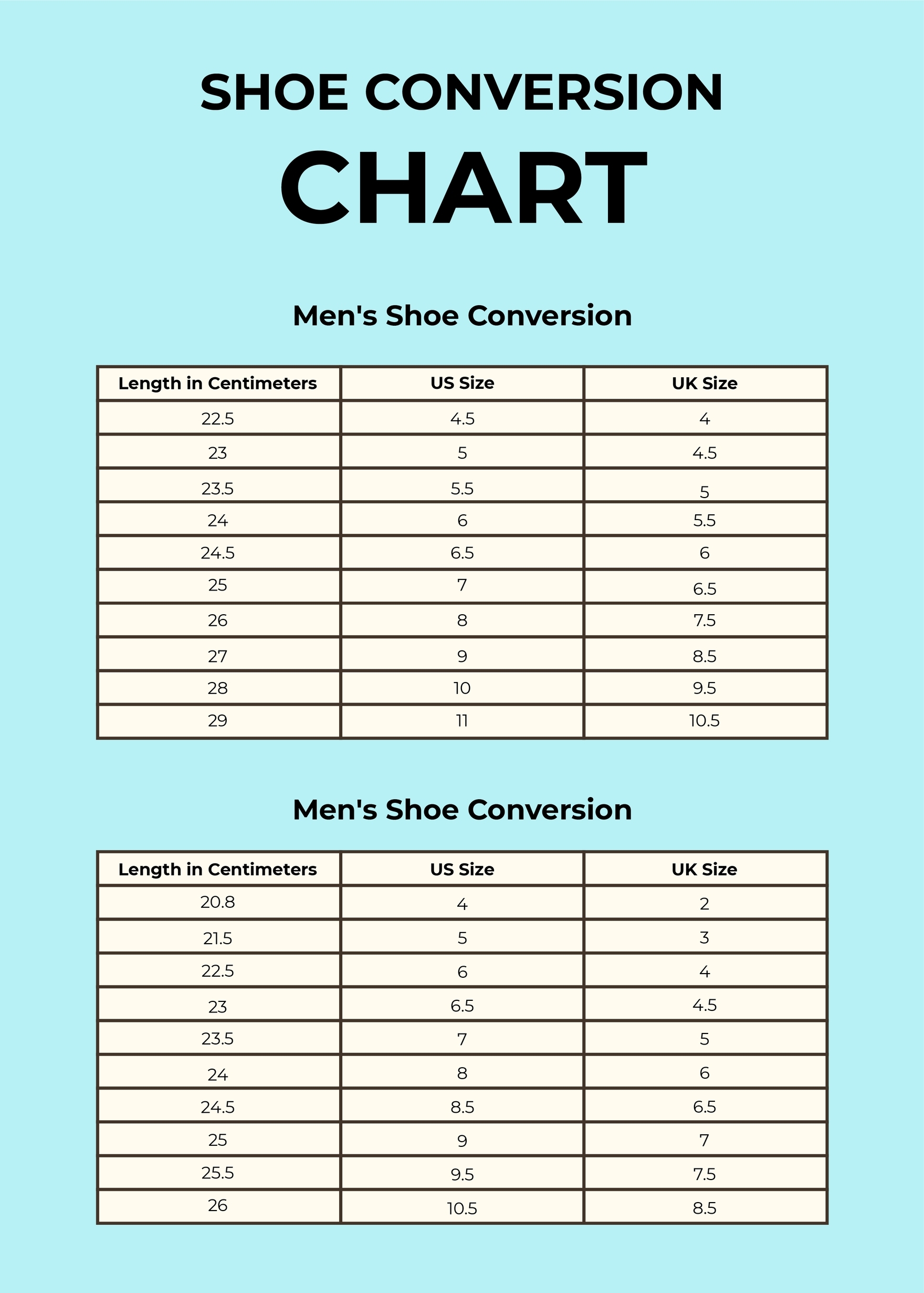 Printable Shoe Size Conversion Chart 47 OFF Rbk bm
