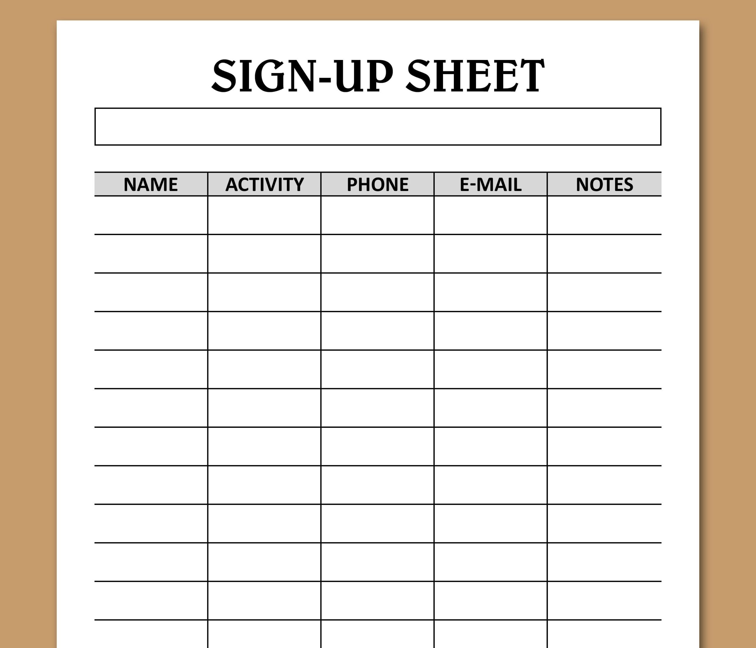 Printable Sign Up Sheet My XXX Hot Girl