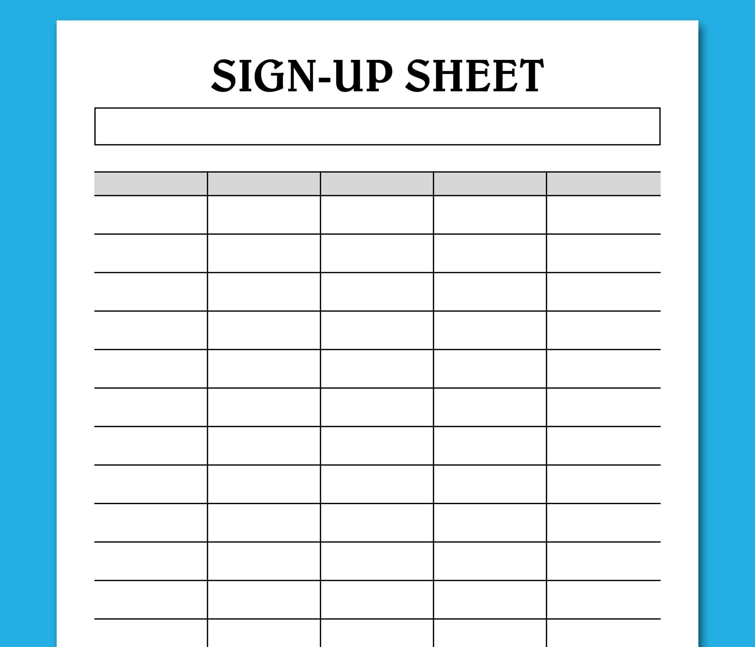 Printable Sign Up Sheet Template