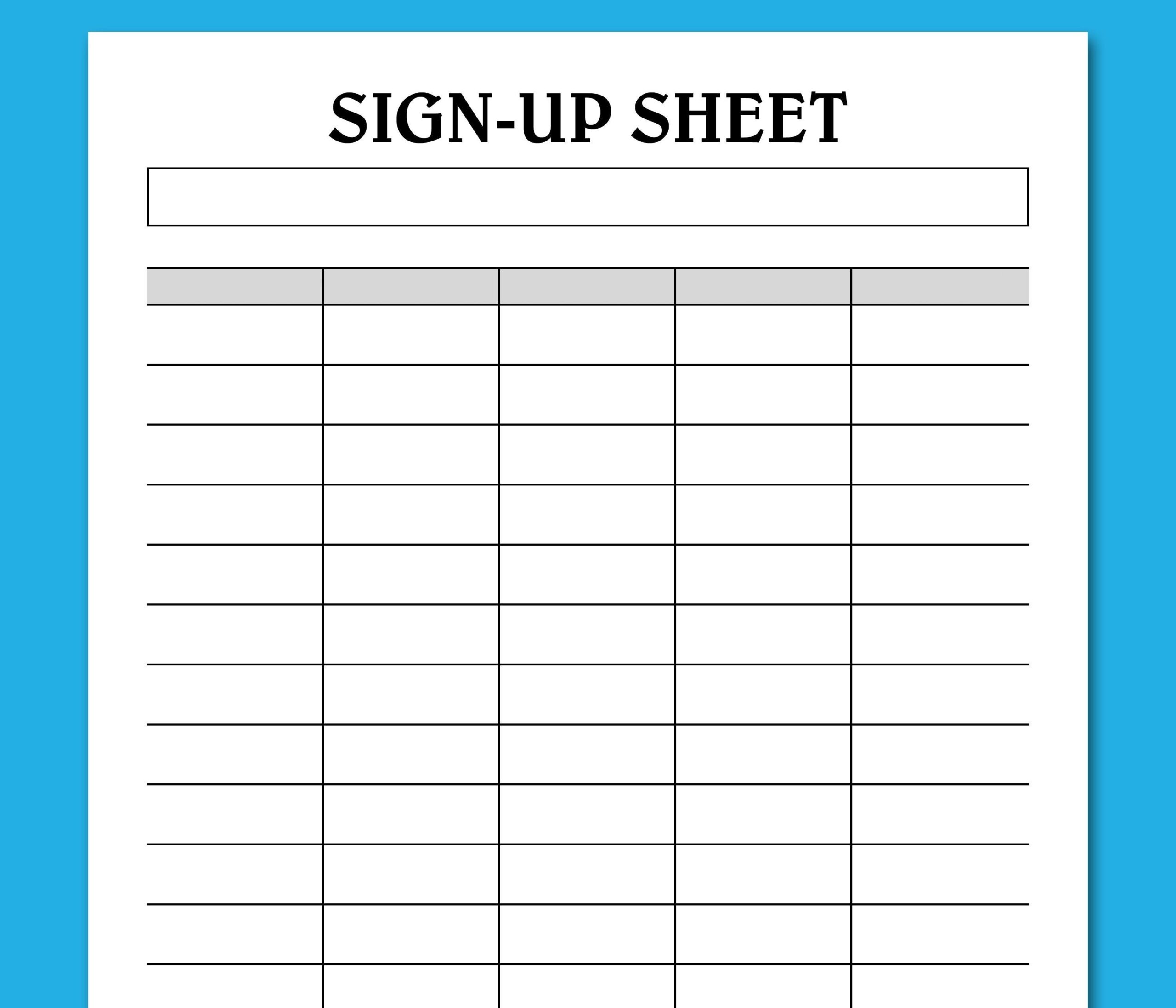 Printable Sign Up Sheet Template