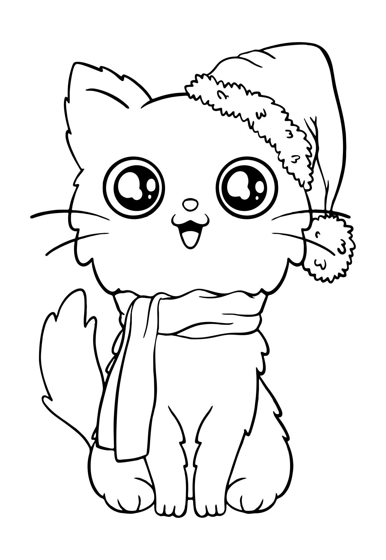 Printable Simple Christmas Kitten Coloring Pages Love Coloring Pages 
