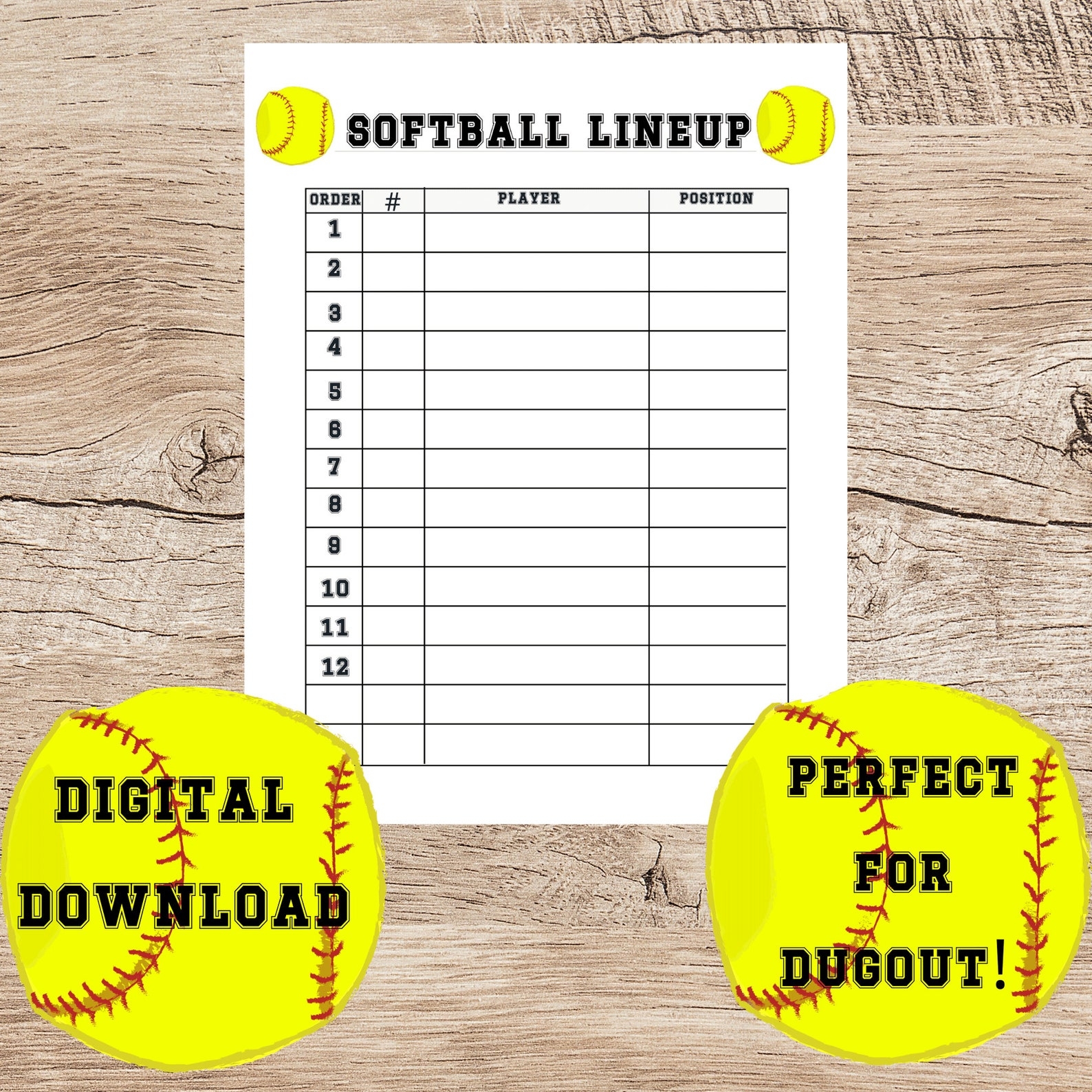 Printable Softball Lineup And Position Sheets