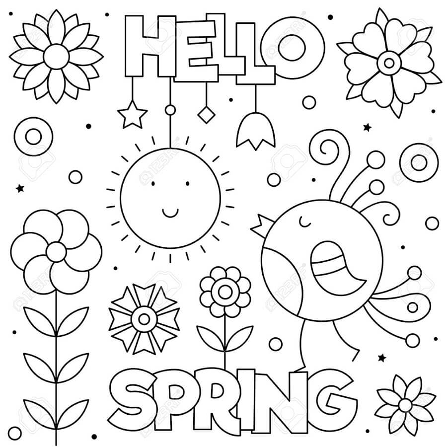 Printable Spring Coloring Page 49 OFF Pinnaxis