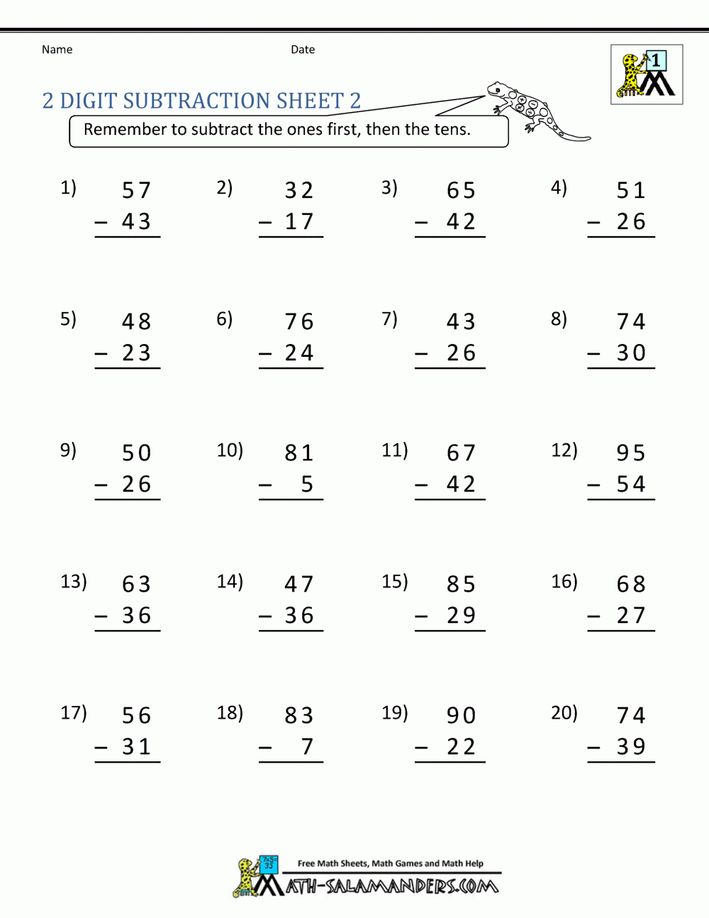 Printable Subtraction Worksheets Printable Subtraction Worksheets