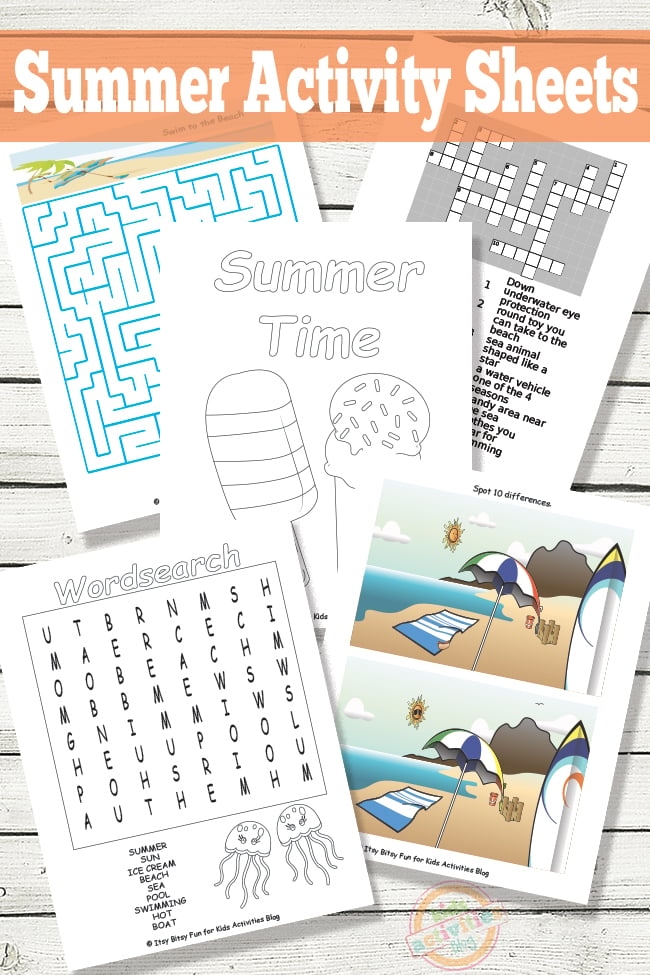 Printable Summer Activity Sheets